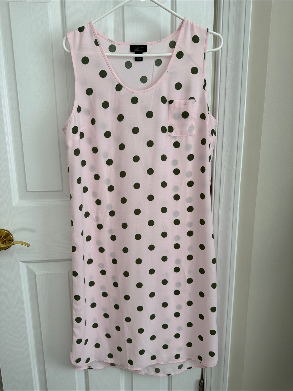 Halogen Pink Midi Dress with Olive Polka Dots